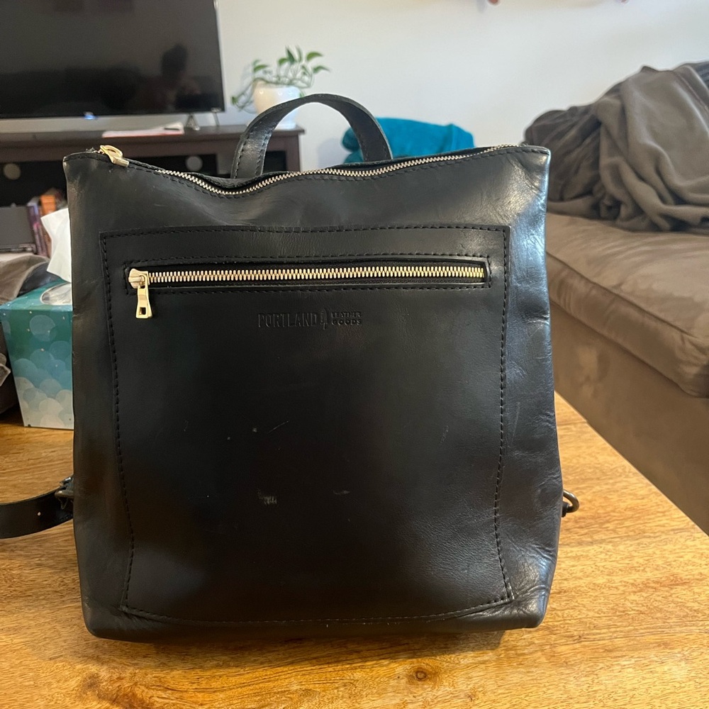 Portland Leather goods Black Backpack tote